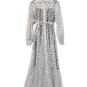 Shiny Long Sleeve Gray Dress