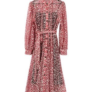 Shiny Long Sleeve Red Dress